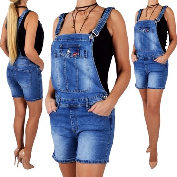 Ogrodniczki Jeansowe Damskie Spodenki Szorty Jeans