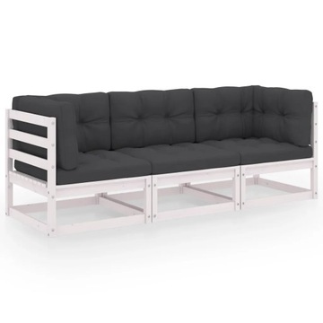 3-osobowa sofa ogrodowa z poduszkami, lite drewno
