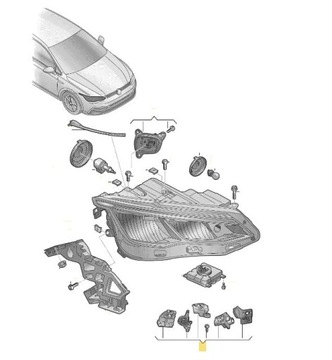 Ремкомплект правый, патроны ламп, ушки фар, ОРИГИНАЛ VW Golf 8