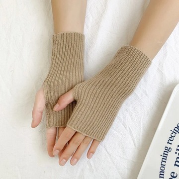 Fashion Half Finger Gloves for Women Winter Soft Warm Wool Knitting Arm