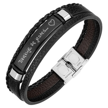 Bransoletka skórzana dla TATY syna z GRAWEREM 316L