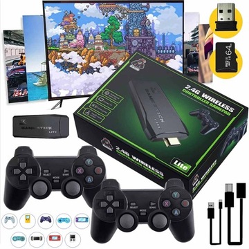 20000+ retro konsola do gier wideo 4K HDMI TV Game Stick 64G + 2X kontroler