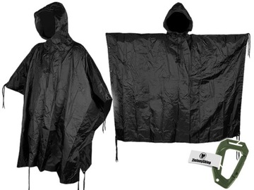 PELERYNA PRZECIWDESZCZOWA PONCHO Pałatka MIL-TEC RIP-STOP CZARNA +Gratis