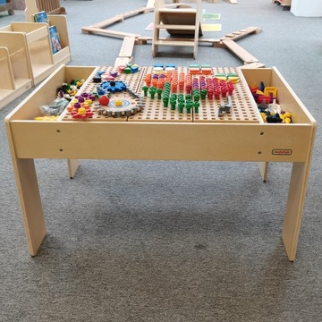 DREWNIANY STÓŁ EDUKACYJNY MONTESSORI MANIPULACYJNY STEM MASTERKIDZ