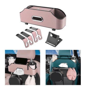Органайзер на спинку автомобильного сиденья, коробка для салфеток с крючком-вешалкой, розовый цвет, сохранит порядок в автомобиле
