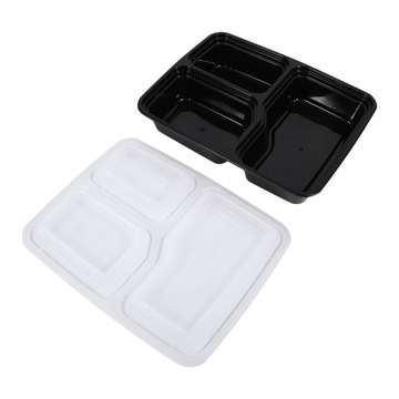 10 szt. Pojemników do przygotowywania posiłków Plastikowe pojemniki do przechowywania żywności, do podgrzewania w kuchence mikrofalowej, 3 przegródki