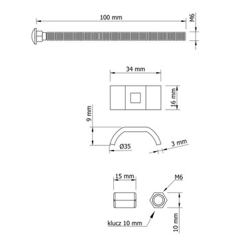 ZŁĄCZE ŚRUBOWE MEBLOWE POŁĄCZENIE BLATU, ŁĄCZNIK DO BLATÓW ROBOCZYCH 100 MM