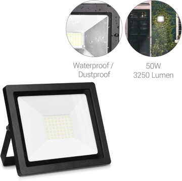 HALOGEN REFLEKTOR LAMPA ROBOCZA NAŚWIETLACZ WODOODPORNY LED 50W 3250lm