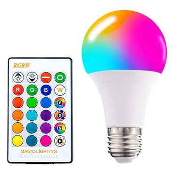 Żarówka LED RGB zmieniająca kolor wewnątrz/na zewnątrz pilot 70X130MM 15W