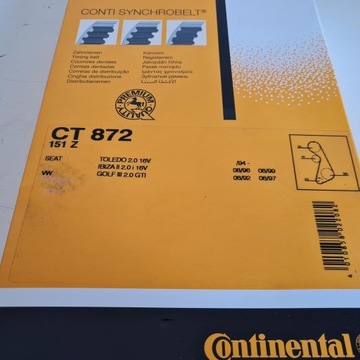 SEAT CORDOBA IBIZA VW GOLF III PASSAT B4 2.0 РЕМЕНЬ ГРМ CONTITECH CT872