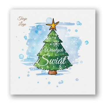 FIRMOWE KARTKI ŚWIĄTECZNE Z LOGO / HERBEM + koperta 10 szt