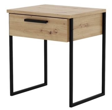 Stolik nocny FOX dąb artisan czarny metal U