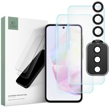 ZESTAW 2X SZKŁO NA EKRAN + 1X NA APARAT TECH-PROTECT SET DO GALAXY A35 5G