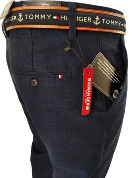 SPODNIE MĘSKIE MATERIAŁOWE W KRATĘ W36 90-92 CM