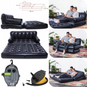 БОЛЬШОЙ МАТРАС ДВУХМЕСТНЫЙ ДИВАН 5в1 + БЕСПЛАТНЫЙ НАСОС