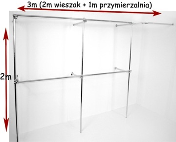 ПОЛКА ДЛЯ МАГАЗИНА ОДЕЖДЫ + ПРИМЕРОЧНАЯ 2+1М c1