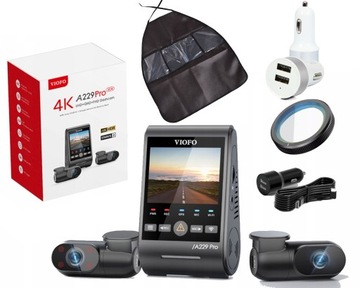 VIOFO A229 PRO 3CH REJESTRATOR PRZÓD/ŚRODEK/TYŁ 4K/FHD/2K HDR GPS WI-FI CPL