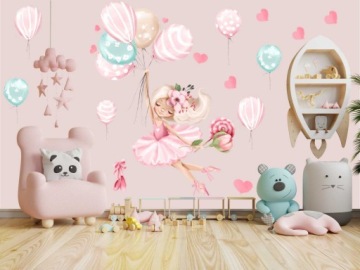 НАКЛЕЙКА НА СТЕНУ БАЛЕРИНА ПАСТЕЛЬНЫЕ ШАРЫ