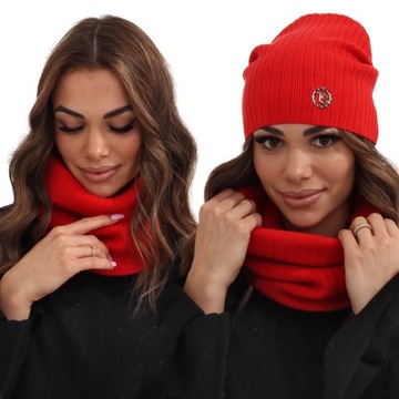 SZALIK DAMSKI SZAL KOMIN TUBA ZIMA CIEPŁY CZERWONY