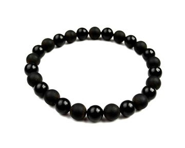 BRANSOLETA MĘSKA CZARNY BURSZTYN BLACK BEADS