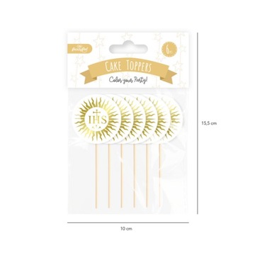 TOPPERY KOMUNIA ŚWIĘTA IHS 6 SZT. ZŁOTE