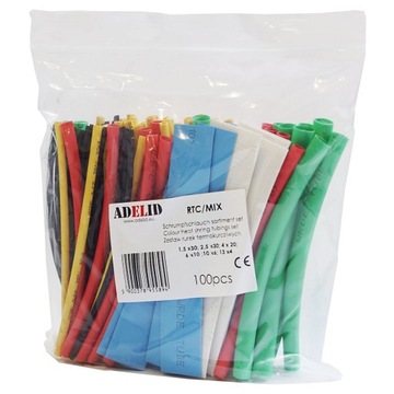 НАБОР ТЕРМОУСАДОЧНЫХ ТРУБОК, 100 ШТ, ЦВЕТНЫЕ