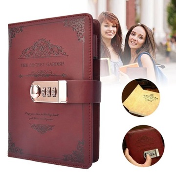 PAMIĘTNIK NOTES PODRÓŻNIKA VINTAGE DZIENNIK OSOBISTY Z BLOKADĄ A5 200 STR.