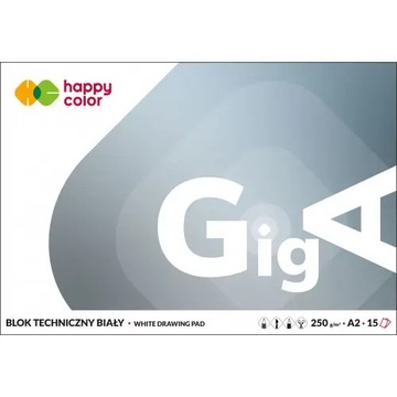 BLOK TECHNICZNY A2 15K 250G GIGA BIAŁY HAPPY COLOR
