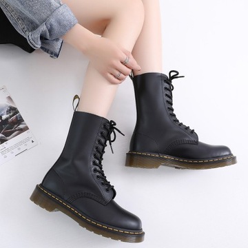 45 GLANY BOTKI DR COMBAT BOOTS SKÓRZANE TRAPERKI KOZAKI 10 DZIUREK UNISEX