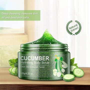 Скраб для тела огуречный увлажняющий для чистой кожи 120г