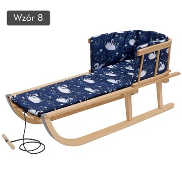 Drewniane sanki z oparciem + siedzisko materac oparcie