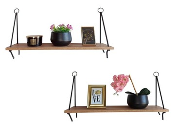 Półki wiszące na linach LOFT INDUSTRIAL 80 cm