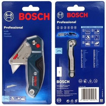 Складной нож с трапециевидным SK5 Bosch Professional + 3 лезвия