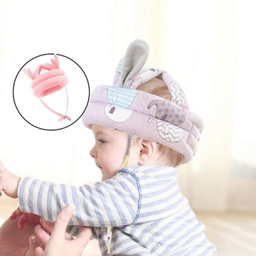 Регулируемая детская защитная шапка без ударного шлема, маска, рога, розовый