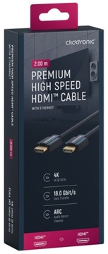CLICKTRONIC Kabel przewód AV HDMI 2.0 4K 60Hz 2m