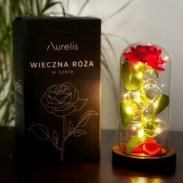 Aurelis Eternal Rose в стеклянном светящемся светодиоде ПРЕМИУМ ПОДАРОК ​​НА ДЕНЬ СВЯТОГО ВАЛЕНТИНА