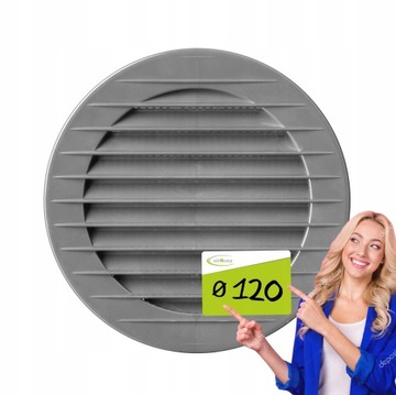 Kratka Wentylacyjna Okrągła z Siatką Szara Ø120mm