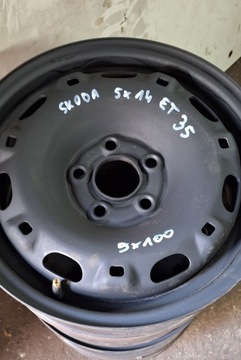 4× DISK OCELOVÝ SKODA OE 5.0" X 14" 5X100 ET 35