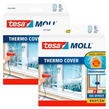 TESA Przezroczysta folia termoizolacyjna na okno szybę 4m x 1,5m x 2 szt