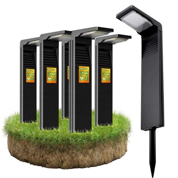 6x Lampa Solarna LED SŁUPEK OGRODOWY WBIJANY Czarny