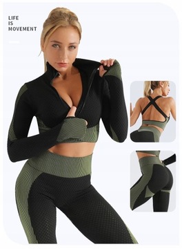 ЖЕНСКИЙ КОСТЮМ ДЛЯ ТРЕНИРОВКИ ДЛЯ ФИТНЕСА, ИЗ 3-Х ЧАСТЕЙ