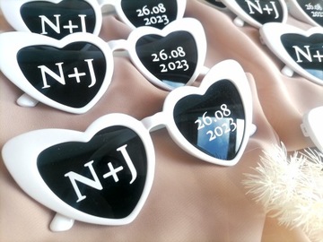 очки-сердечки на свадьбу, девичник, персонализированные с надписями