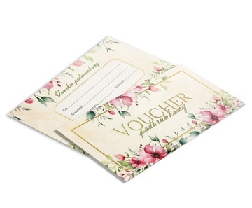 VOUCHER UPOMINKOWY DL 4+4 350g BON PODARUNKOWY DWUSTRONNY 50szt