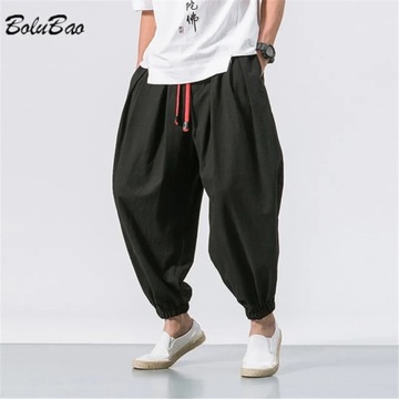 BOLUBAO Spring Men Loose Harem Pants Chinese Linen