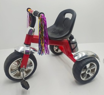 ROWER TRÓJKOŁOWY CZERWONY NIEBIESKI Z KOSZYKIEM