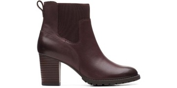 Clarks Botki damskie Verona Ease bordowe skórzane wsuwane 37