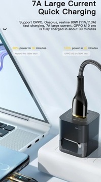 быстрый Essager 7А, кабель 1м. Кабель быстрой зарядки USB-A — USB-C PD 100 Вт