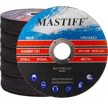 100 TARCZ TARCZE DO CIĘCIA METALU 125x1MM MASTIFF