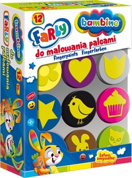 Farby BAMBINO do malowania palcami 12 kolorów