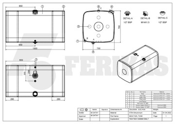 NOWY ALUMINIOWY ZBIORNIK PALIWA MAN 580L 81122015864